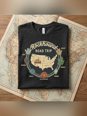 New Rockhound Road Trip TShirt Geology Gift Rock Collecting Vintage Retro Tee